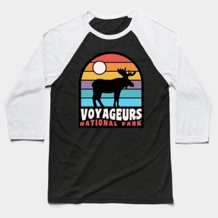 Voyageurs National Park Moose Minnesota Badge Baseball T-Shirt